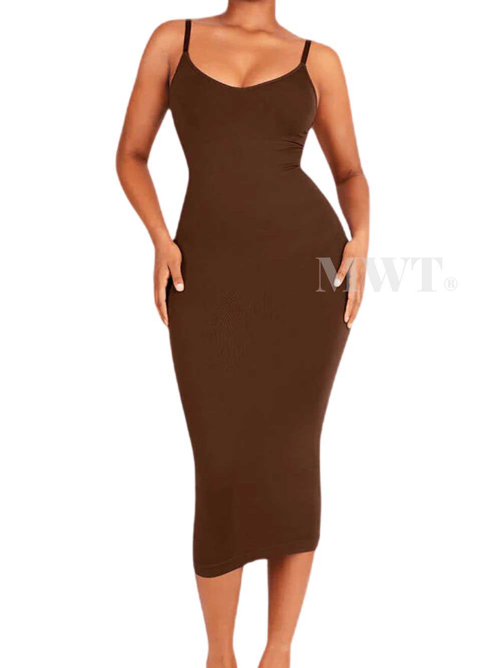 Robe gainante midi à bretelles - MWT® Gaine minceur